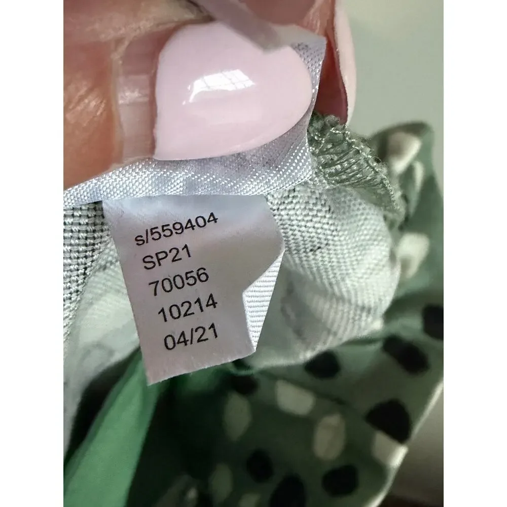 Ann Taylor Polka Dot The Easy High Rise Tapered Leg Relaxed Ankle Pants Green S